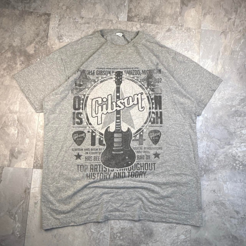 Vintage Gray Gibson Guitars Graphic T Shirt XL